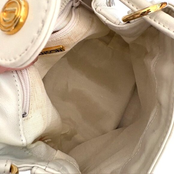 GANSON Woven Leather Shoulder Bag - Putty Color with Metallic Silver & Taupe - Picture 9 of 10